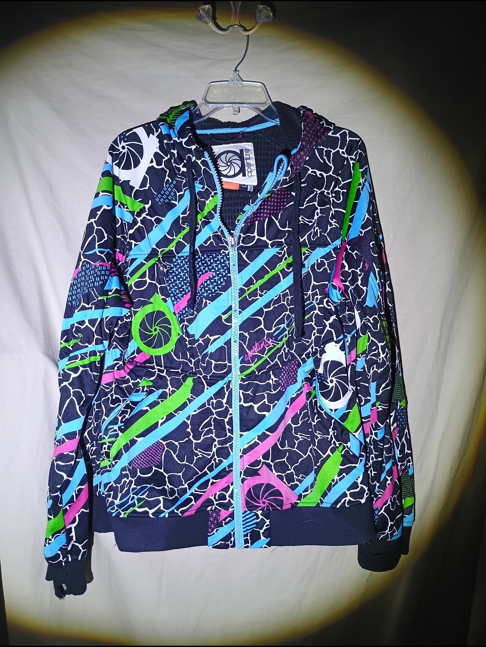 Aperture All Season Full Zip Hoodie Jacket Size Medium Neon Abstract